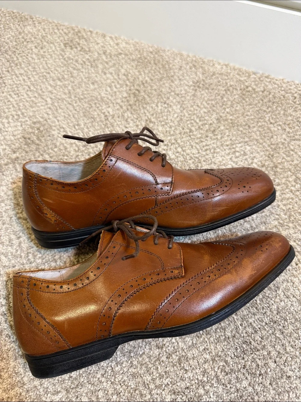 Florsheim Kids Brown Leather Wingtip Dress Shoes